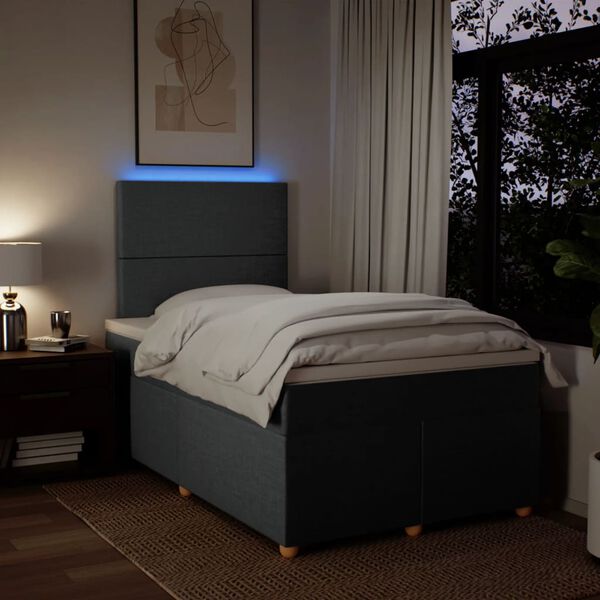 vidaXL Sommier &agrave; lattes de lit avec matelas gris fonc&eacute; 120x190cm tissu