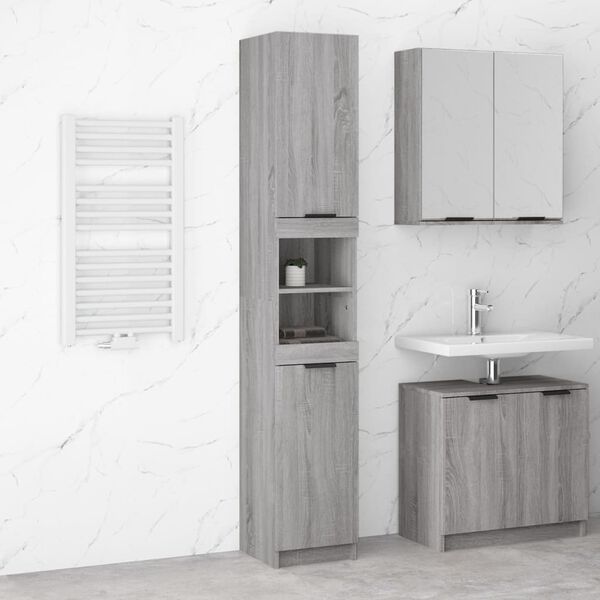 vidaXL Armoire de bain Sonoma gris 32x34x188,5 cm Bois d'ingénierie