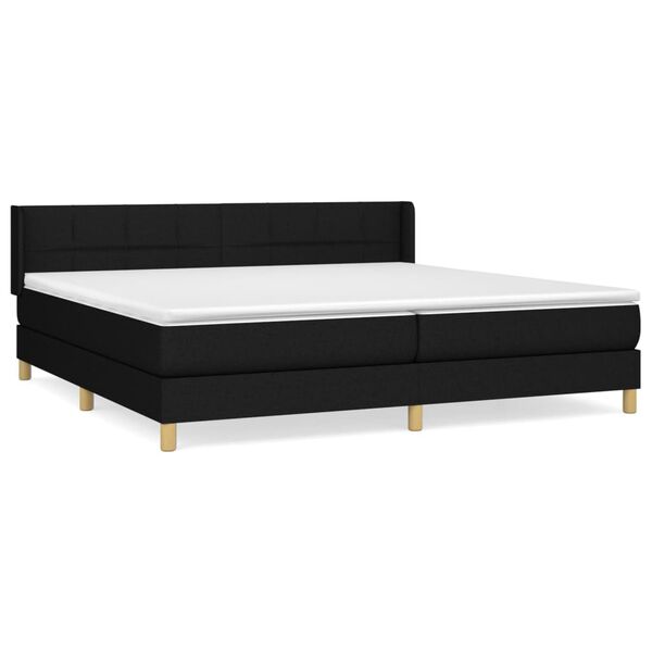 vidaXL Sommier &agrave; lattes de lit avec matelas Noir 200x200 cm Tissu