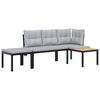 vidaXL Ensemble de banc de jardin avec coussins 3 pcs noir