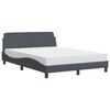 vidaXL Lit avec matelas Dover gris foncé 140x200 cm velours