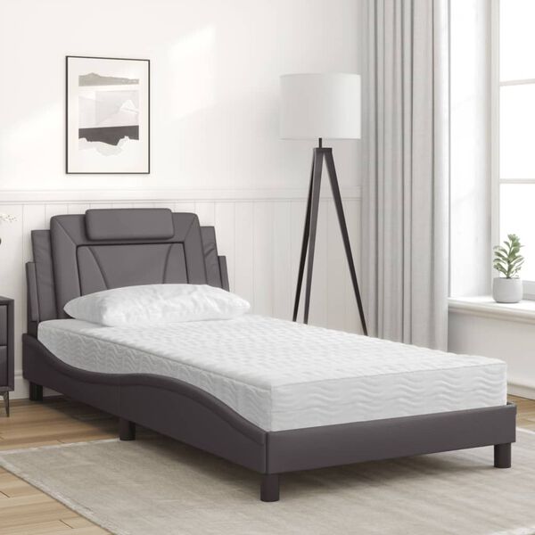 vidaXL Lit Viana avec matelas gris 100x200 cm similicuir