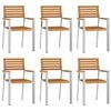 vidaXL Chaise de jardin 6 pc Bois d'acacia massif et acier inoxydable