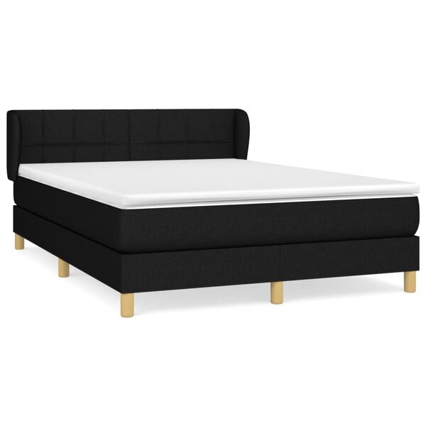vidaXL Sommier &agrave; lattes de lit avec matelas Noir 140x200 cm Tissu