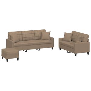 vidaXL Ensemble de canap&eacute;s 3 pcs avec coussins cappuccino similicuir
