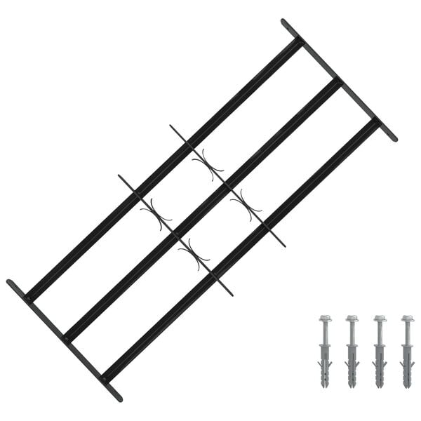 vidaXL Grille de Fen&ecirc;tre Noir 116 x 45 cm Acier enduit de poudre