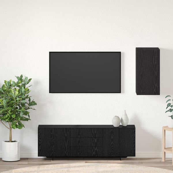vidaXL Meuble TV mural Ch&ecirc;ne noir 30,5 x 30 x 60 cm Bois d'ing&eacute;nierie