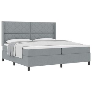 vidaXL Lit &agrave; ressorts avec matelas Gris clair 200 x 200 cm tissu