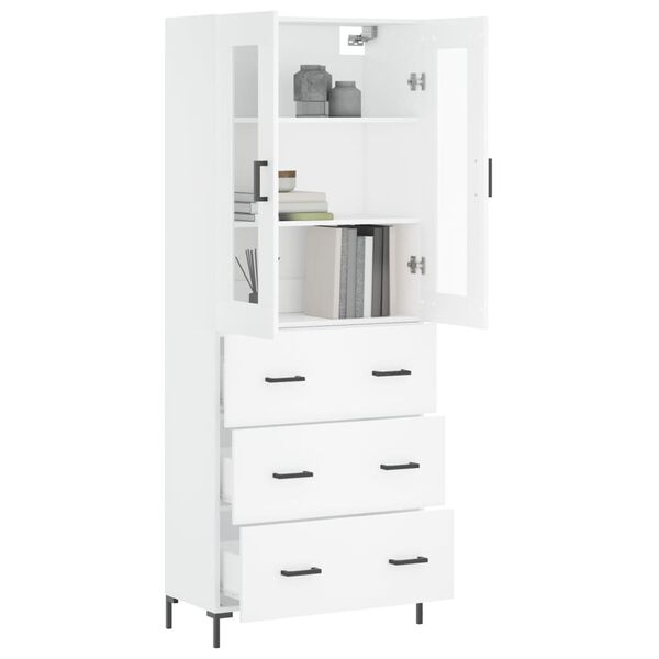 vidaXL Buffet haut Blanc 69,5x34x180 cm Bois d'ing&eacute;nierie