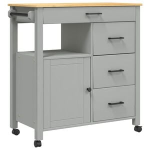 vidaXL Chariot de cuisine MONZA 84x40x88,5 cm gris bois massif de pin