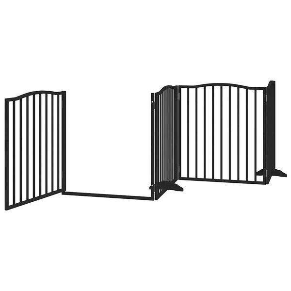 vidaXL Barri&egrave;re pour chiens et porte 4 panneaux noir bois de peuplier