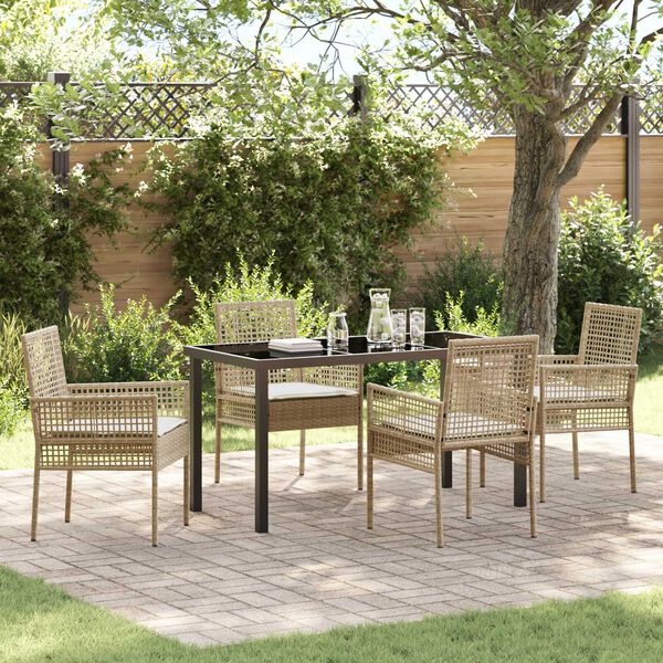 vidaXL Ensemble de salle &agrave; manger pour jardin 5 pcs Beige polyrotin