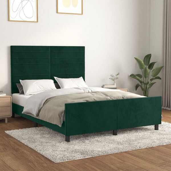 vidaXL Cadre de lit sans matelas vert fonc&eacute; 140x200 cm velours
