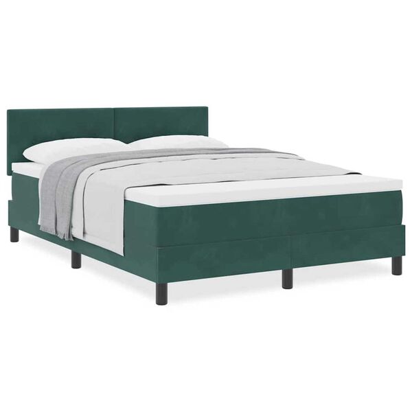 vidaXL Lit &agrave; ressorts avec matelas Vert fonc&eacute; 140 x 200 cm tissu