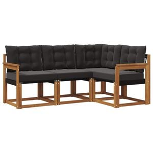 vidaXL Ensemble de canap&eacute;s d'ext&eacute;rieur 4 pcs Naturel et Noir