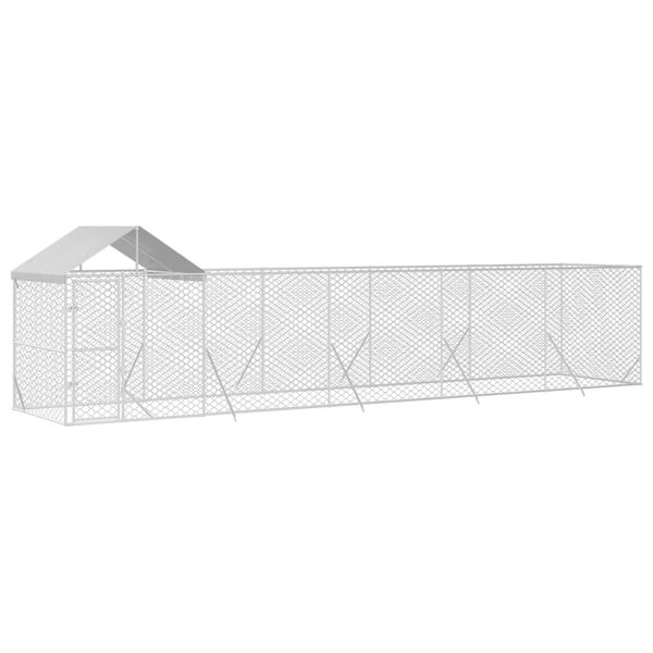 vidaXL Chenil d'ext&eacute;rieur pour chiens avec toit argent&eacute; 10x2x2,5 m