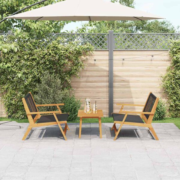 vidaXL Chaises de jardin avec table 3 pcs Noir 90 x 45 x 40 cm