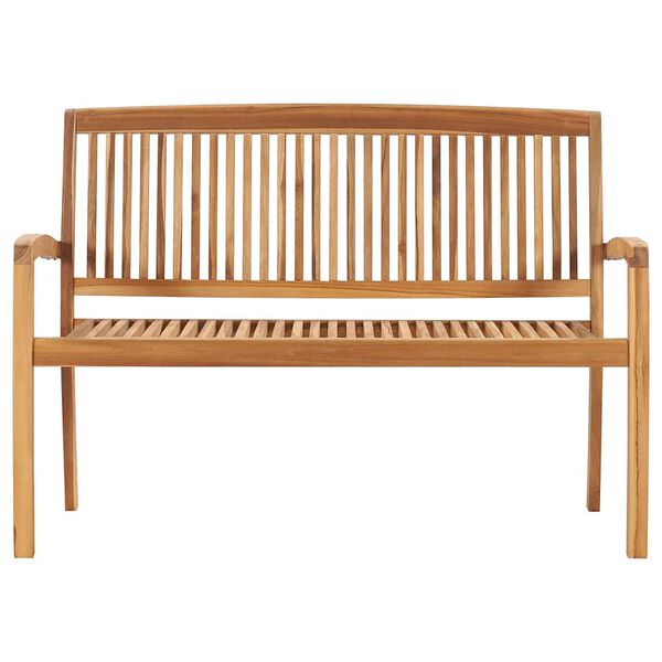 vidaXL Banc de jardin empilable et coussin 128,5cm Bois de teck massif
