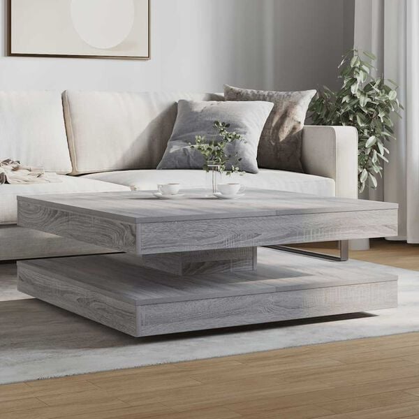 vidaXL Table basse rotative &agrave; 360 degr&eacute;s sonoma gris 90x90x34,5 cm