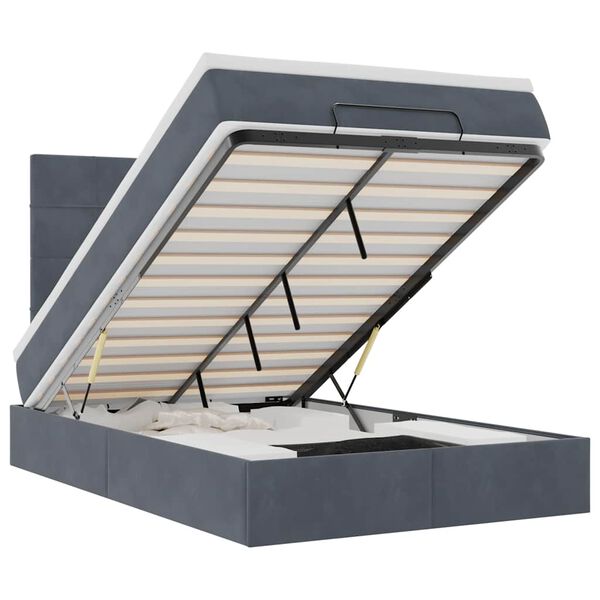 vidaXL Cadre de lit ottoman avec matelas gris fonc&eacute; 120x190 cm velours