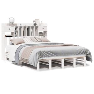 vidaXL Lit biblioth&egrave;que sans matelas blanc 140x200 cm bois pin massif