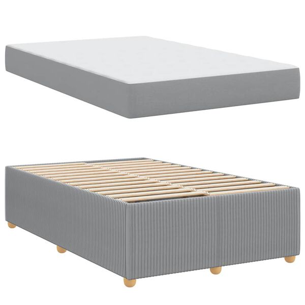 vidaXL Cadre de lit avec matelas Gris clair 120 x 200 cm tissu