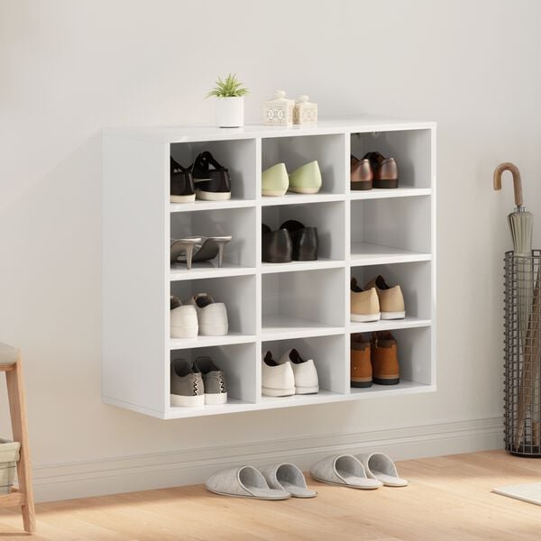 vidaXL Cabinet &agrave; chaussures Blanc 77,5 x 30 x 67 cm Bois d'ing&eacute;nierie