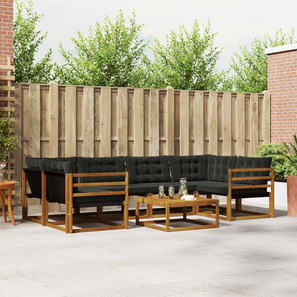 vidaXL Ensemble de canap&eacute;s d'ext&eacute;rieur 7 pcs Naturel et Noir