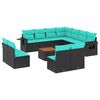 vidaXL Ensemble de canap&eacute; de jardin 12 pcs avec coussins noir r&eacute;sine tress&eacute;e