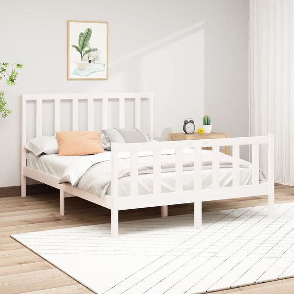 vidaXL Cadre de lit sans matelas blanc 120x200 cm bois de pin massif