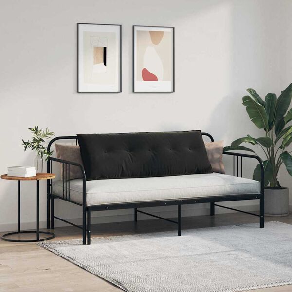 vidaXL Coussin de Dos Noir 140 x 50 cm Tissu en velours c&ocirc;tel&eacute;