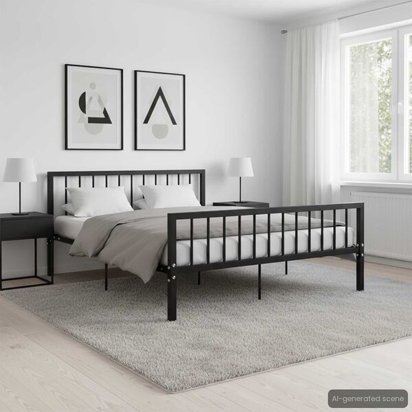 vidaXL Cadre de lit sans matelas noir métal 160x200 cm