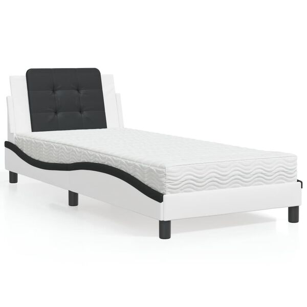 vidaXL Cadre de lit sans matelas Zadar blanc et noir 100x200 cm similicuir