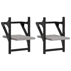 vidaXL &Eacute;tag&egrave;res murales avec barres 2 pcs sonoma gris 20x25x30 cm