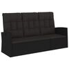 vidaXL Banc de jardin inclinable et coussins noir 173cm r&eacute;sine tress&eacute;e