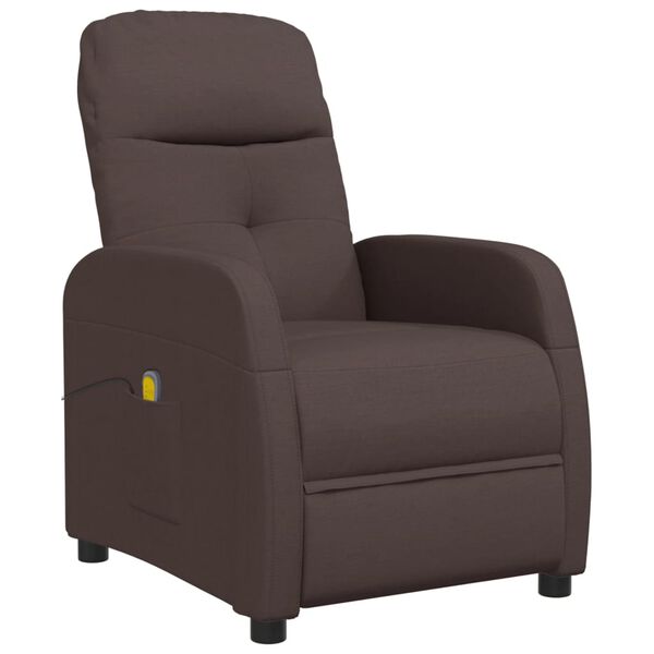 vidaXL Fauteuil de massage Marron fonc&eacute; Tissu