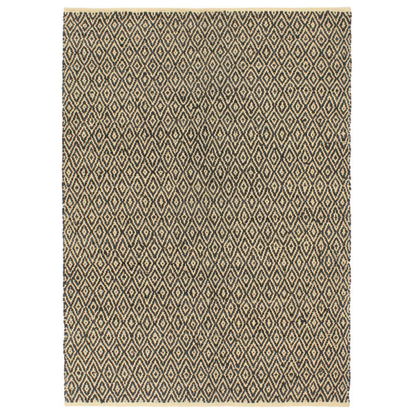 vidaXL Tapis Chindi tiss&eacute; &agrave; la main Cuir Coton 160 x 230 cm Noir