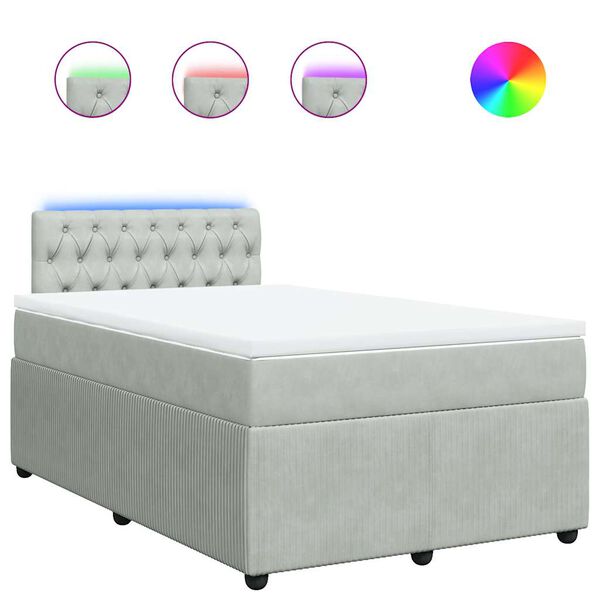 vidaXL Sommier &agrave; lattes de lit et matelas Gris clair 120x200cm Velours