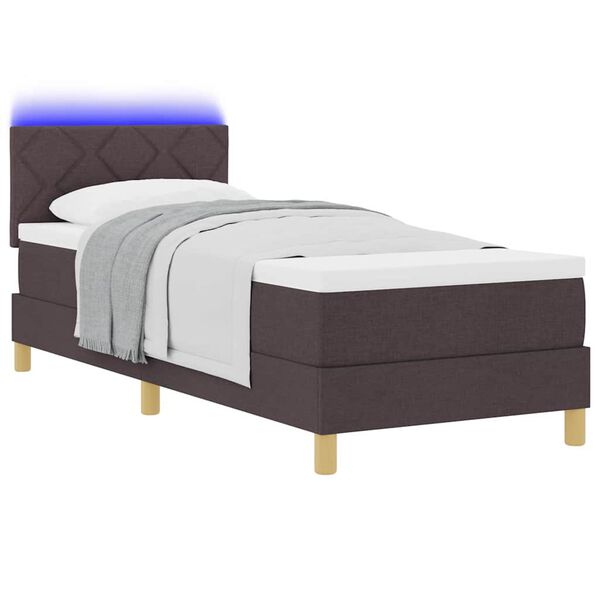 vidaXL Lit &agrave; ressort LED avec matelas Marron fonc&eacute; 80 x 200 cm tissu