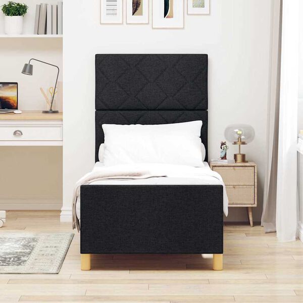vidaXL Cadre de lit avec t&ecirc;te de lit Noir 80 x 200 cm tissu