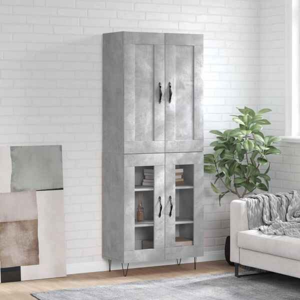 vidaXL Buffet haut Gris b&eacute;ton 69,5x34x180 cm Bois d'ing&eacute;nierie