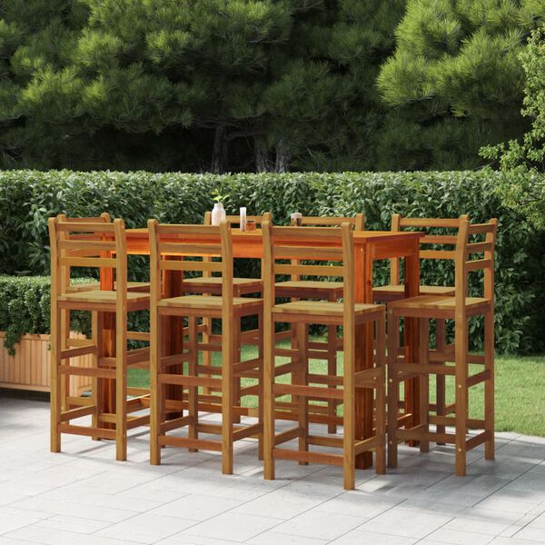 vidaXL Ensemble de bar de jardin 9 pcs Bois d'acacia solide