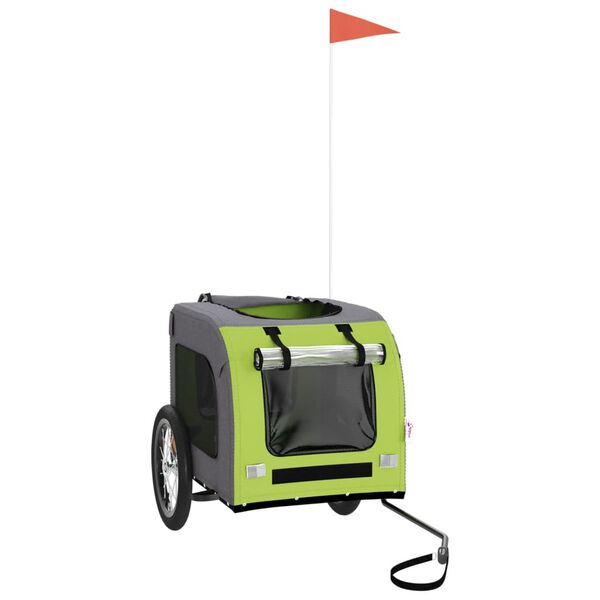 vidaXL Remorque de vélo pour animaux de compagnie vert et gris