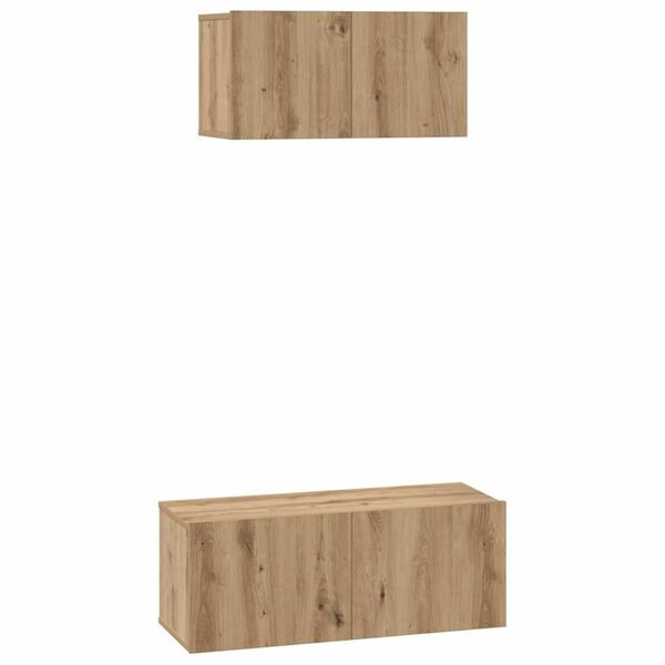 vidaXL Ensemble meuble TV 2 pcs Ch&ecirc;ne artisanal Bois d'ing&eacute;nierie