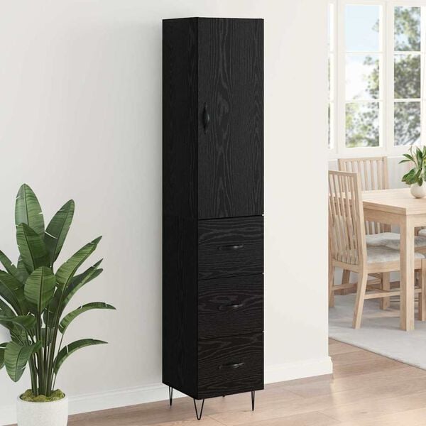 vidaXL Haut Armoire Ch&ecirc;ne noir 69,5 x 34 x 180 cm Bois d'ing&eacute;nierie