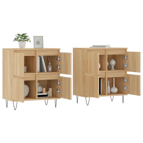 vidaXL Buffets 2 pcs ch&ecirc;ne sonoma bois d'ing&eacute;nierie