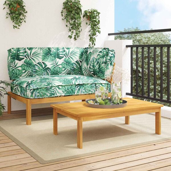 vidaXL Ensemble de Canap&eacute;s 2 pcs Motif feuille Bois d'Acacia Massif