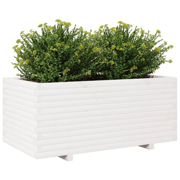 vidaXL Jardini&egrave;re blanc 110x60x49,5 cm bois de pin massif