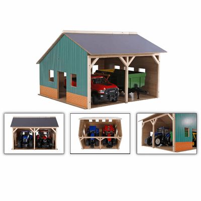 Kids Globe hangar de ferme pour tracteurs jouet Échelle 1:16 Bois 610338