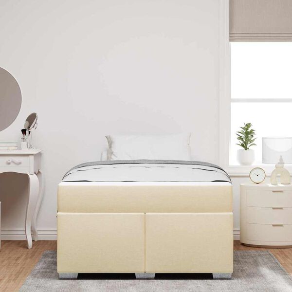 vidaXL Cadre de lit avec matelas Cr&egrave;me 120 x 200 cm tissu